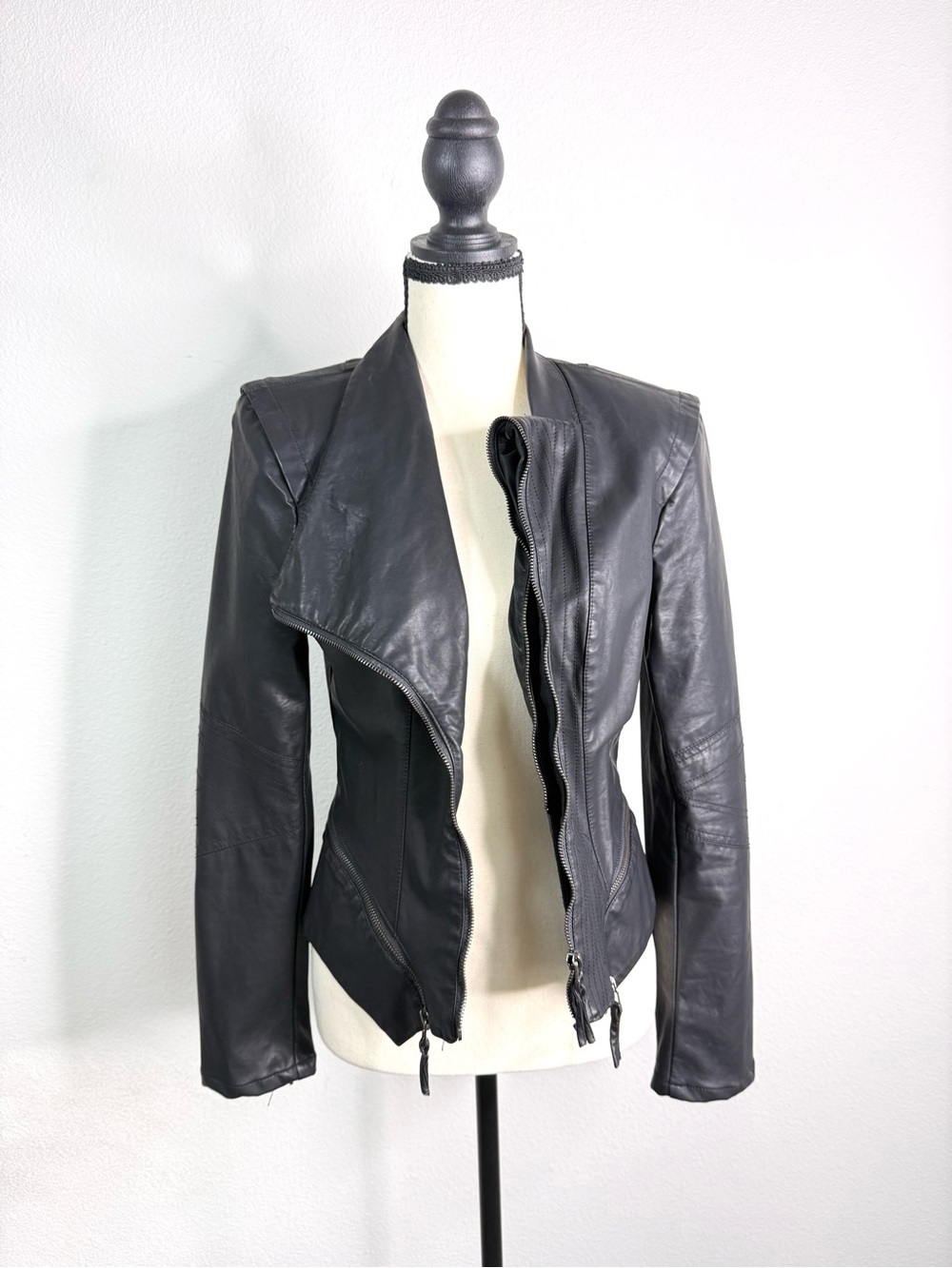 Belstaff Black Asymmetric Leather Jacket